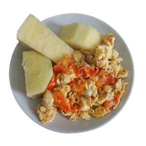 Boiled Yam & Egg Sauce